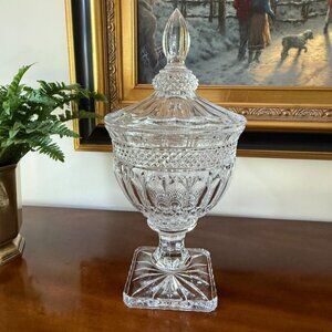 Vintage Shannon By Godinger Brandon Crystal Urn With Lid Footed Bowl 2 Piece 15"